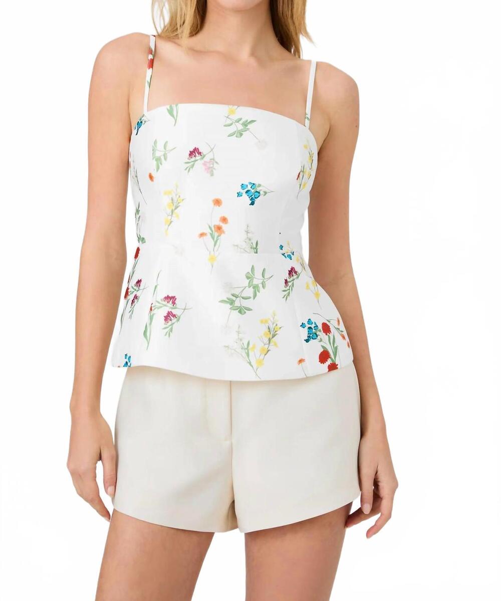 NEW FRENCH CONNECTION christine flower top in summer white